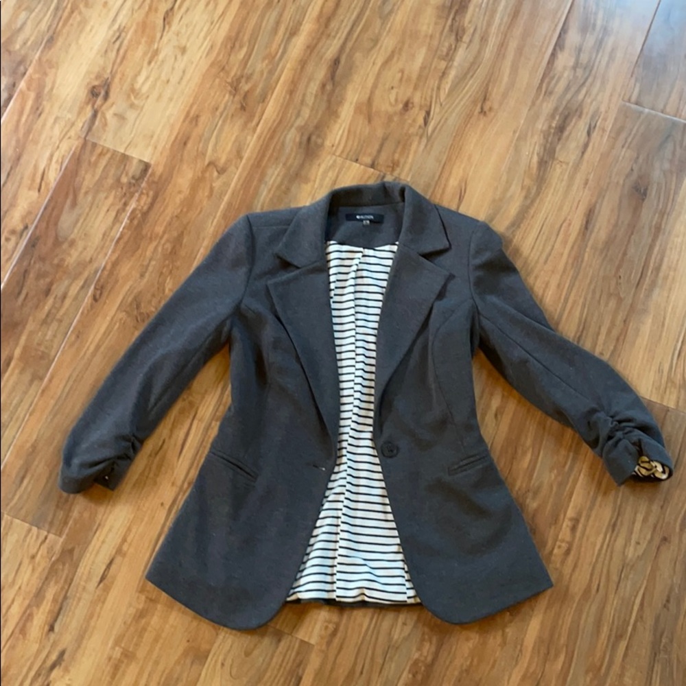 Gray Fitted Blazer